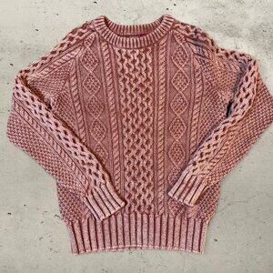 Ll bean signature cable knit sweater coral